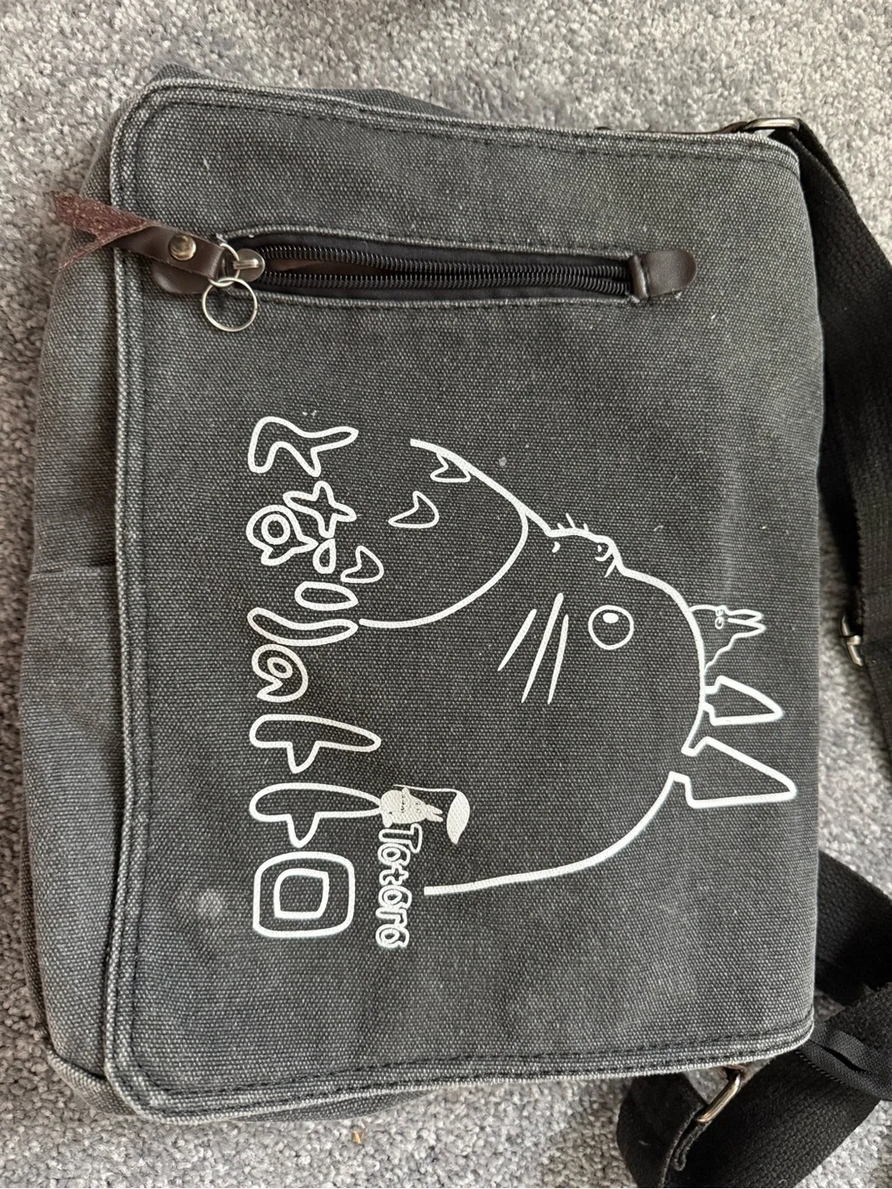 Totoro Black Canvas Messenger Bag - Unbranded